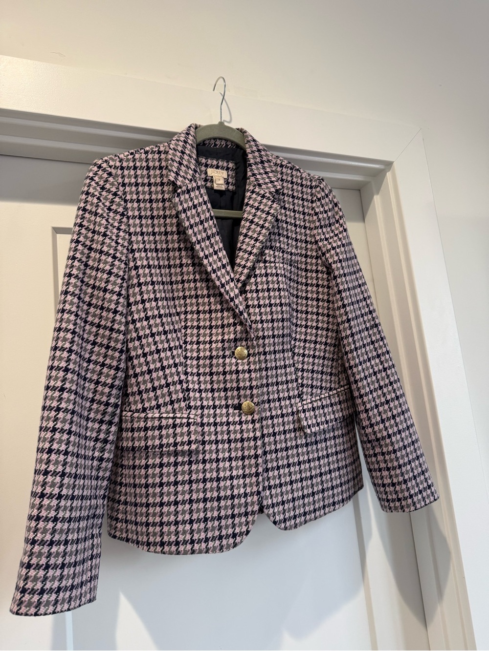 J. Crew Classic Houndstooth Blazer Jacket - Purple & Black - Picture 2 of 6
